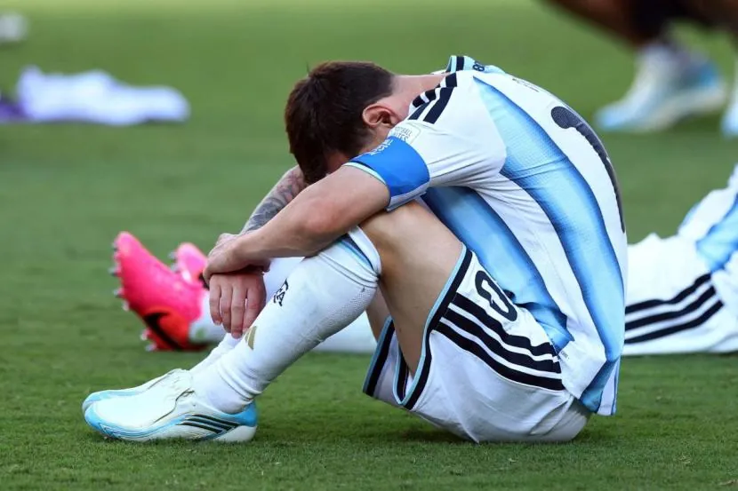 Lionel Messi cries